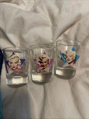 Marilyn Monroe Shot Glass Trio - Purple, Pink, Blue Stars